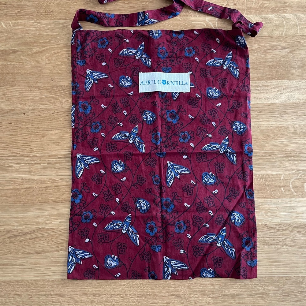 April Cornell Hummingbird Moth Boho Cross Body Tote Bag Purse Burgundy Cotton